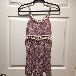 Boho-Chic Red/Gray/Cream Romper